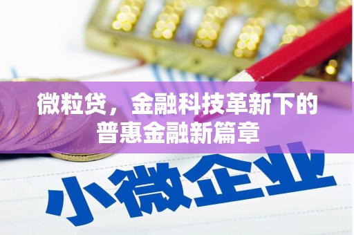 兴安盟微粒贷，金融科技革新下的普惠金融新篇章