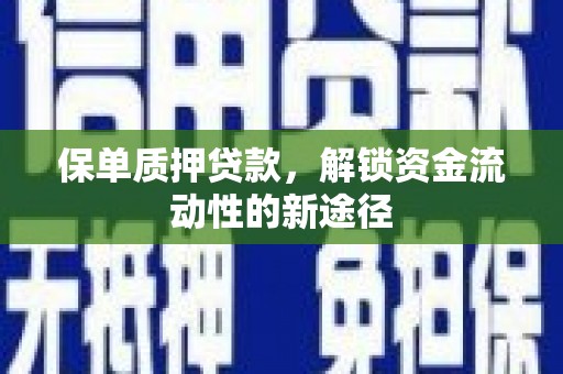 兴安盟保单质押贷款，解锁资金流动性的新途径