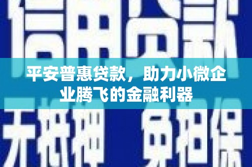 兴安盟平安普惠贷款，助力小微企业腾飞的金融利器