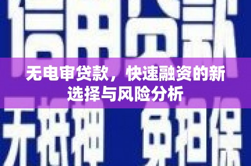 兴安盟无电审贷款，快速融资的新选择与风险分析